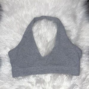 EUC size 8 Misguided gray ribbed halter bralette.